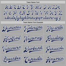 Load image into Gallery viewer, Custom Gray Navy-White Bomber Full-Snap Varsity Letterman Two Tone Jacket