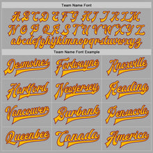 Load image into Gallery viewer, Custom Gray Crimson-Gold Bomber Full-Snap Varsity Letterman Two Tone Jacket