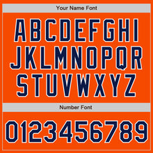 Load image into Gallery viewer, Custom Orange Navy-White Bomber Full-Snap Varsity Letterman Two Tone Jacket