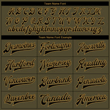 Load image into Gallery viewer, Custom Olive Black-Old Gold Camo Sleeves 3D Pattern Design Bomber Full-Snap Varsity Letterman Salute To Service Jacket