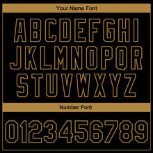 Load image into Gallery viewer, Custom Black Old Gold Camo Sleeves 3D Pattern Design Bomber Full-Snap Varsity Letterman Jacket