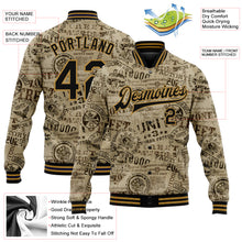 Load image into Gallery viewer, Custom Olive Black-Old Gold Military Badge 3D Pattern Design Bomber Full-Snap Varsity Letterman Salute To Service Jacket