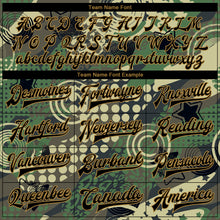 Load image into Gallery viewer, Custom Camo Black-Old Gold Dots And Geometric Figures 3D Pattern Design Bomber Full-Snap Varsity Letterman Salute To Service Jacket