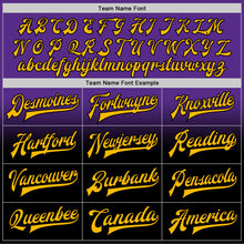 Load image into Gallery viewer, Custom Purple Gold-Black Bomber Full-Snap Varsity Letterman Fade Fashion Jacket