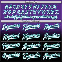 Load image into Gallery viewer, Custom Purple White Black-Teal Bomber Full-Snap Varsity Letterman Fade Fashion Jacket