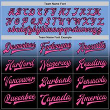 Load image into Gallery viewer, Custom Light Blue Pink-Black Bomber Full-Snap Varsity Letterman Fade Fashion Jacket