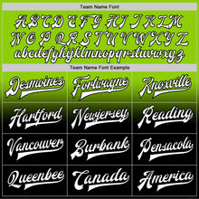 Load image into Gallery viewer, Custom Neon Green White-Black Bomber Full-Snap Varsity Letterman Fade Fashion Jacket