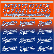 Load image into Gallery viewer, Custom Orange White-Royal Bomber Full-Snap Varsity Letterman Fade Fashion Jacket