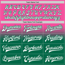 Load image into Gallery viewer, Custom Pink White-Kelly Green Bomber Full-Snap Varsity Letterman Fade Fashion Jacket