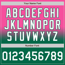 Load image into Gallery viewer, Custom Pink White-Kelly Green Bomber Full-Snap Varsity Letterman Fade Fashion Jacket