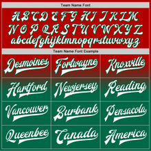 Load image into Gallery viewer, Custom Red White-Kelly Green Bomber Full-Snap Varsity Letterman Fade Fashion Jacket