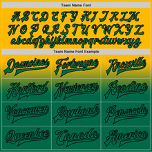 Load image into Gallery viewer, Custom Gold Kelly Green-Black Bomber Full-Snap Varsity Letterman Fade Fashion Jacket