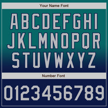 Load image into Gallery viewer, Custom Teal Gray-Navy Bomber Full-Snap Varsity Letterman Fade Fashion Jacket