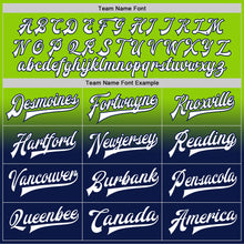 Load image into Gallery viewer, Custom Neon Green White-Navy Bomber Full-Snap Varsity Letterman Fade Fashion Jacket