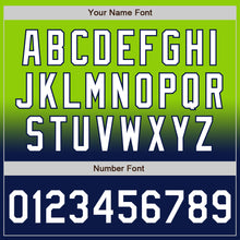 Load image into Gallery viewer, Custom Neon Green White-Navy Bomber Full-Snap Varsity Letterman Fade Fashion Jacket