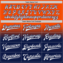 Load image into Gallery viewer, Custom Orange White-Navy Bomber Full-Snap Varsity Letterman Fade Fashion Jacket