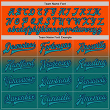 Load image into Gallery viewer, Custom Orange Teal-Navy Bomber Full-Snap Varsity Letterman Fade Fashion Jacket
