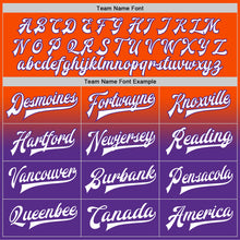 Load image into Gallery viewer, Custom Orange White-Purple Bomber Full-Snap Varsity Letterman Fade Fashion Jacket