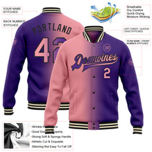 Load image into Gallery viewer, Custom Purple Medium Pink-Black Bomber Full-Snap Varsity Letterman Gradient Fashion Jacket