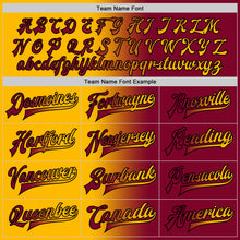 Load image into Gallery viewer, Custom Maroon Gold-Black Bomber Full-Snap Varsity Letterman Gradient Fashion Jacket