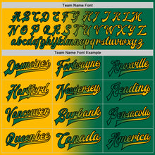 Load image into Gallery viewer, Custom Kelly Green Gold-Black Bomber Full-Snap Varsity Letterman Gradient Fashion Jacket