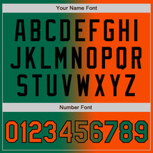 Load image into Gallery viewer, Custom Kelly Green Orange-Black Bomber Full-Snap Varsity Letterman Gradient Fashion Jacket