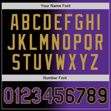 Load image into Gallery viewer, Custom Black Purple-Old Gold Bomber Full-Snap Varsity Letterman Gradient Fashion Jacket