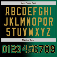 Load image into Gallery viewer, Custom Black Kelly Green-Old Gold Bomber Full-Snap Varsity Letterman Gradient Fashion Jacket