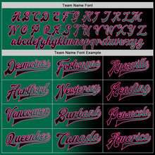 Load image into Gallery viewer, Custom Black Kelly Green-Pink Bomber Full-Snap Varsity Letterman Gradient Fashion Jacket