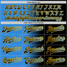 Load image into Gallery viewer, Custom Black Powder Blue-Gold Bomber Full-Snap Varsity Letterman Gradient Fashion Jacket