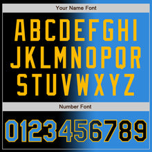 Load image into Gallery viewer, Custom Black Powder Blue-Gold Bomber Full-Snap Varsity Letterman Gradient Fashion Jacket