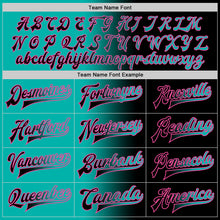 Load image into Gallery viewer, Custom Black Aqua-Pink Bomber Full-Snap Varsity Letterman Gradient Fashion Jacket