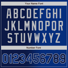 Load image into Gallery viewer, Custom Navy Royal-Gray Bomber Full-Snap Varsity Letterman Gradient Fashion Jacket