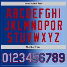 Load image into Gallery viewer, Custom Royal Light Blue-Red Bomber Full-Snap Varsity Letterman Gradient Fashion Jacket