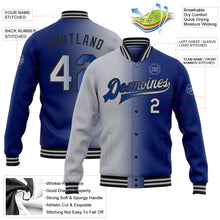 Load image into Gallery viewer, Custom Royal Gray-Black Bomber Full-Snap Varsity Letterman Gradient Fashion Jacket