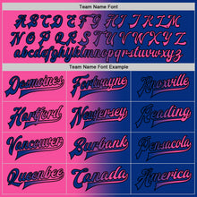 Load image into Gallery viewer, Custom Royal Pink-Black Bomber Full-Snap Varsity Letterman Gradient Fashion Jacket