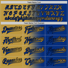 Load image into Gallery viewer, Custom Royal Old Gold-Black Bomber Full-Snap Varsity Letterman Gradient Fashion Jacket