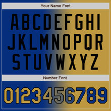 Load image into Gallery viewer, Custom Royal Old Gold-Black Bomber Full-Snap Varsity Letterman Gradient Fashion Jacket