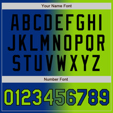 Load image into Gallery viewer, Custom Royal Neon Green-Black Bomber Full-Snap Varsity Letterman Gradient Fashion Jacket