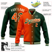 Load image into Gallery viewer, Custom Green Orange-Cream Bomber Full-Snap Varsity Letterman Gradient Fashion Jacket