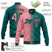 Load image into Gallery viewer, Custom Teal Medium Pink-Black Bomber Full-Snap Varsity Letterman Gradient Fashion Jacket