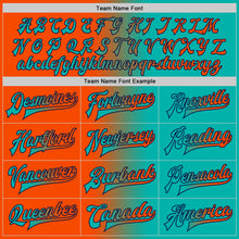 Load image into Gallery viewer, Custom Aqua Orange-Navy Bomber Full-Snap Varsity Letterman Gradient Fashion Jacket