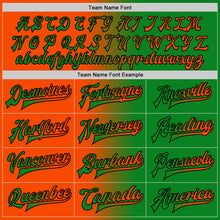 Load image into Gallery viewer, Custom Grass Green Orange-Black Bomber Full-Snap Varsity Letterman Gradient Fashion Jacket
