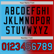 Load image into Gallery viewer, Custom Sky Blue Red-Black Bomber Full-Snap Varsity Letterman Gradient Fashion Jacket