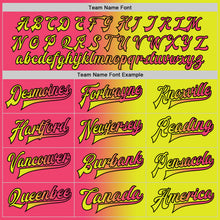 Load image into Gallery viewer, Custom Neon Yellow Neon Pink-Black Bomber Full-Snap Varsity Letterman Gradient Fashion Jacket