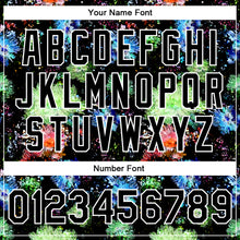 Load image into Gallery viewer, Custom Black White Glitter Bloom 3D Pattern Design Bomber Full-Snap Varsity Letterman Jacket