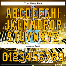 Load image into Gallery viewer, Custom Brown Gold-Black Piano Music Festival 3D Pattern Design Bomber Full-Snap Varsity Letterman Jacket