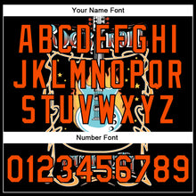 Load image into Gallery viewer, Custom Black Orange Vintage Rock Roll Music Festival 3D Pattern Design Bomber Full-Snap Varsity Letterman Jacket