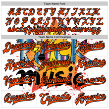 Load image into Gallery viewer, Custom White Orange-Black Rock Music Festival 3D Pattern Design Bomber Full-Snap Varsity Letterman Jacket