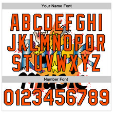 Load image into Gallery viewer, Custom White Orange-Black Rock Music Festival 3D Pattern Design Bomber Full-Snap Varsity Letterman Jacket